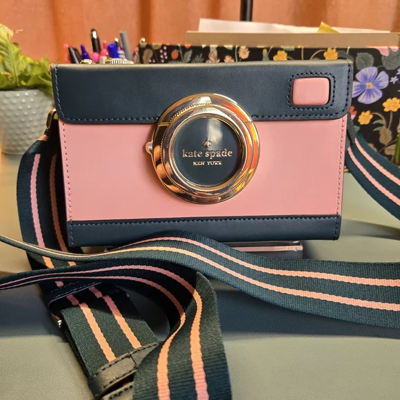 KATE SPADE NWOT Oh Snap Camera Crossbody Novelty Bag Pink And Green - Picture 4 of 13